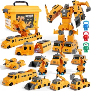 Magnetic Transform Engineering Car for Boys 4-6, Assembled Transforming Robot Toys for Kids 5-7, 10 in 1 Construction Vehicles Toy Sets, Birthday Gifts for Boys Age 3 4 5 6 7 8