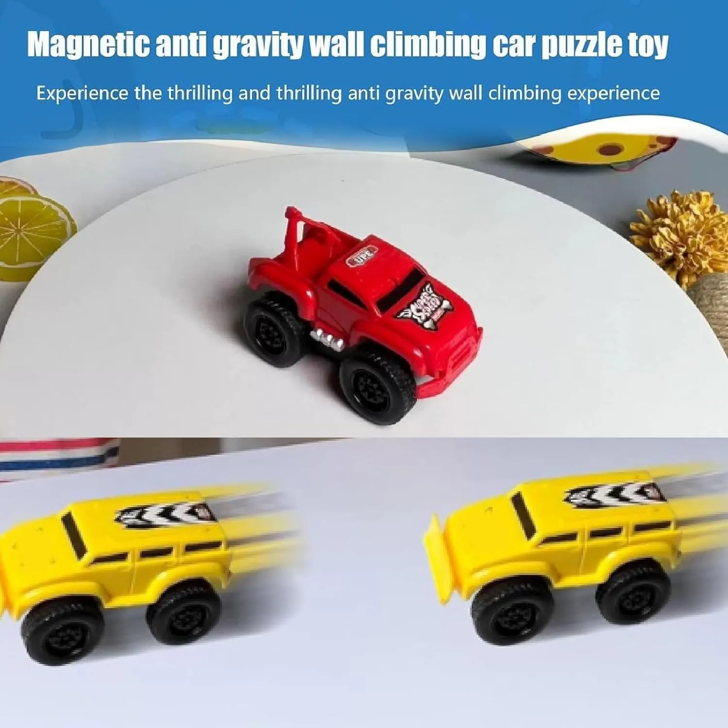 Magnetic Wall Climbing Toy Car, 2025 New Inertial Magnetic Levitation Car Toy Wall Climbing, Educational Decompression Anti-Gravity Toy Car, That Drive on Walls and Ceiling (3pcs)