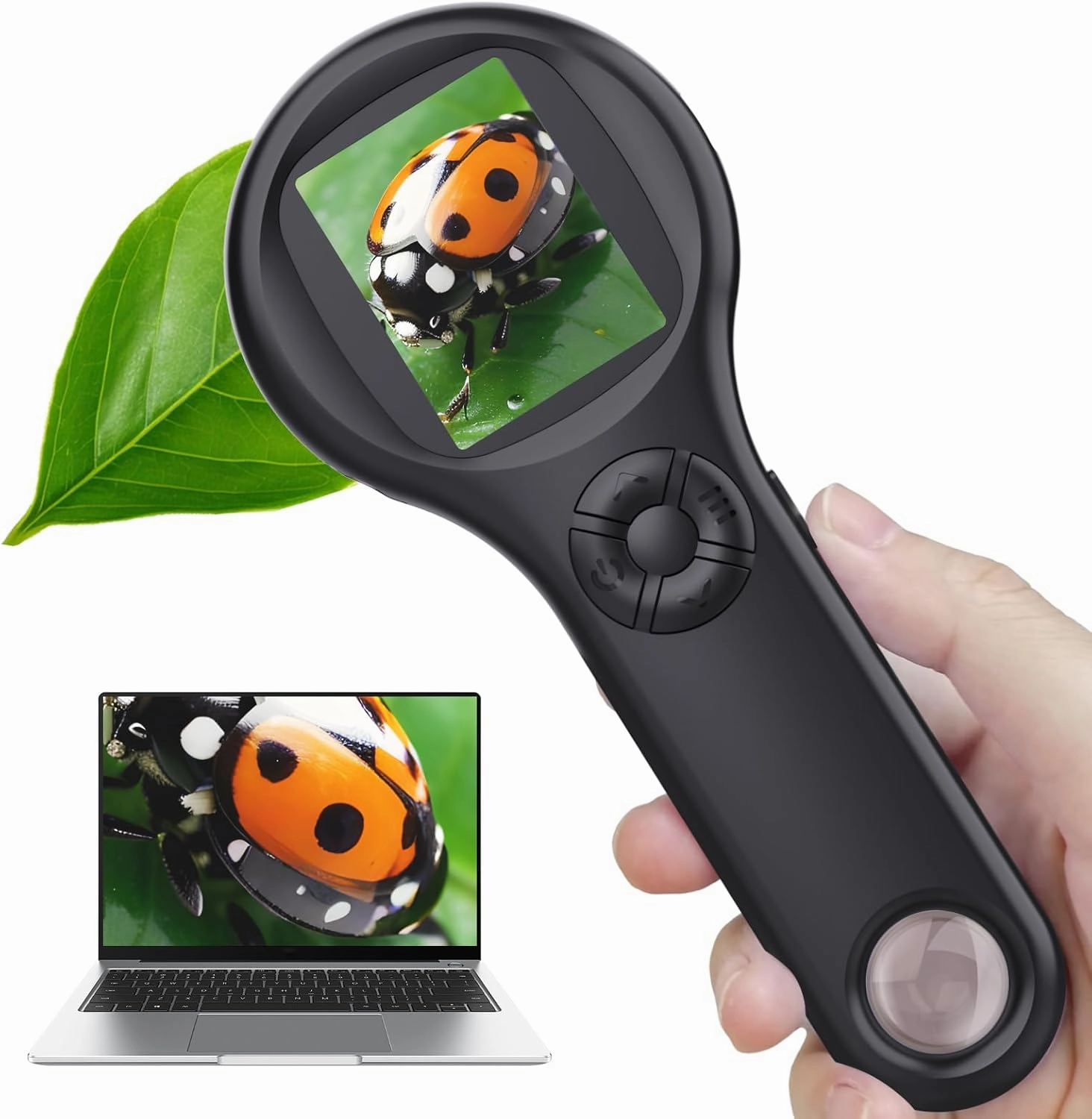 Magnifying Glass - Mini LED Pocket Microscope for Kids(3-10 Years) - Educational Science Kit Durable Design - Ideal Gift for Girls (Black)