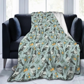 Magpie Birds Blanket Gifts Black Throw Blanket Magpie Stuffed Animal Blanket for Travelling Camping Soft Blanket Birthday Gifts for Women Men Kids 50x40 Inches