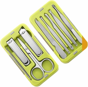 Manicure Kit Mini Nail Clippers Set Suitable for Gifts Portable Nail Clippers Man and Woman 9 Pieces Green Nail Clippers Kit