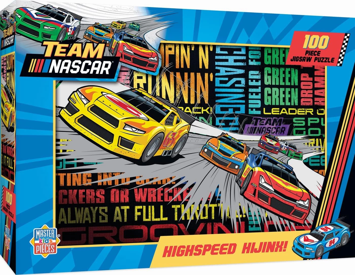 MasterPieces 100 Piece Licensed Jigsaw Puzzle for Kids - NASCAR Highspeed Hijinx - 14" x 19"