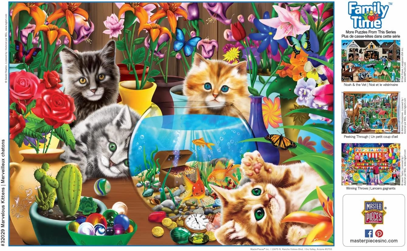 MasterPieces 400 Piece Jigsaw Puzzle for Adults, Family, Or Youth - Marvelous Kittens - 18"x24"