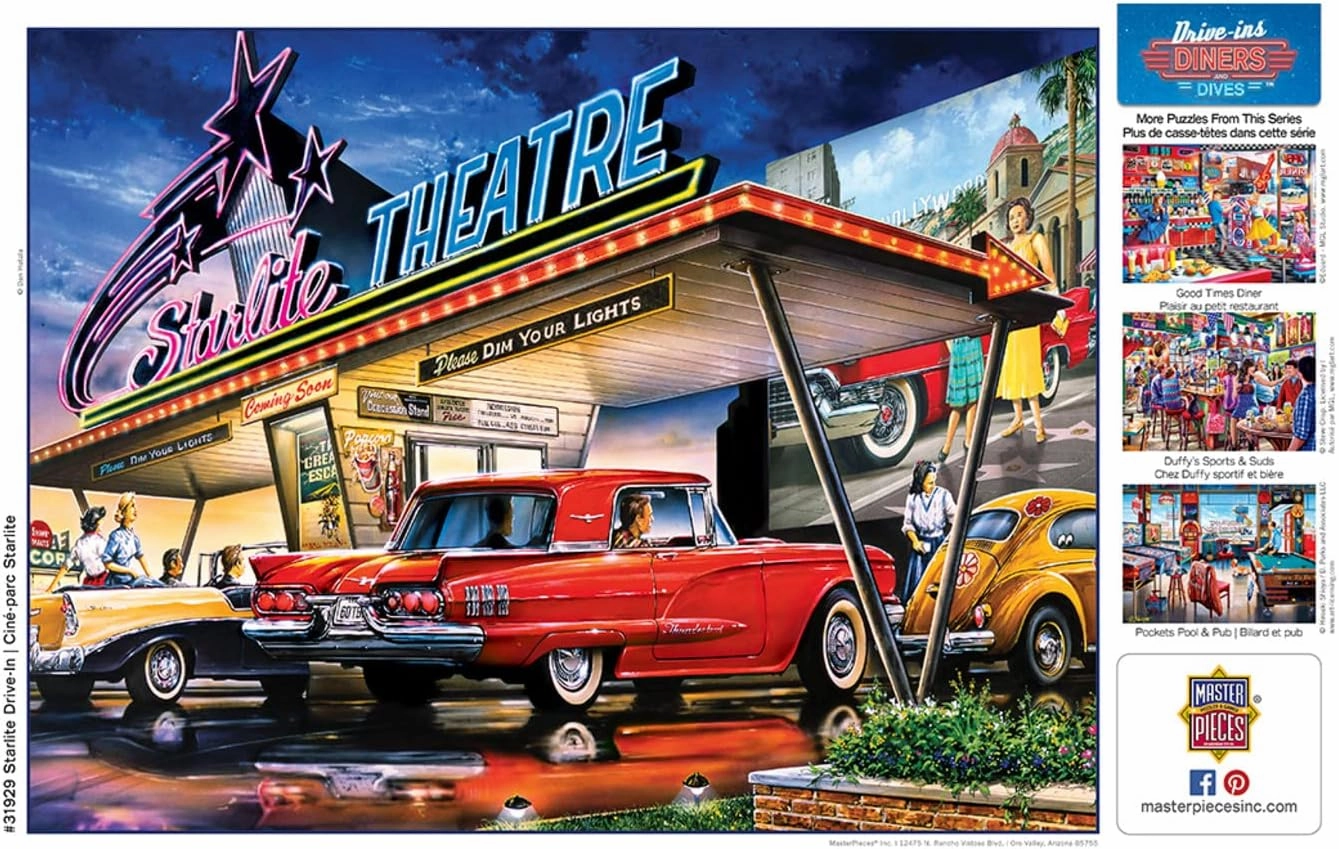 Masterpieces 550 Piece Jigsaw Puzzle for Adults and Family - Starlite Drive-in - 18"x24"