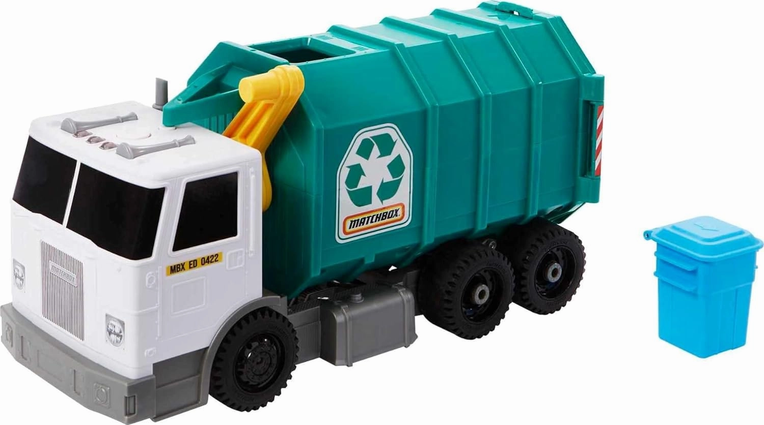 Matchbox 15-inch Recycling Truck, Lights & Sounds, Toy Cards for Kids Made from 80% ISCC-Certified Plastic* (*Mass Balance Approach)
