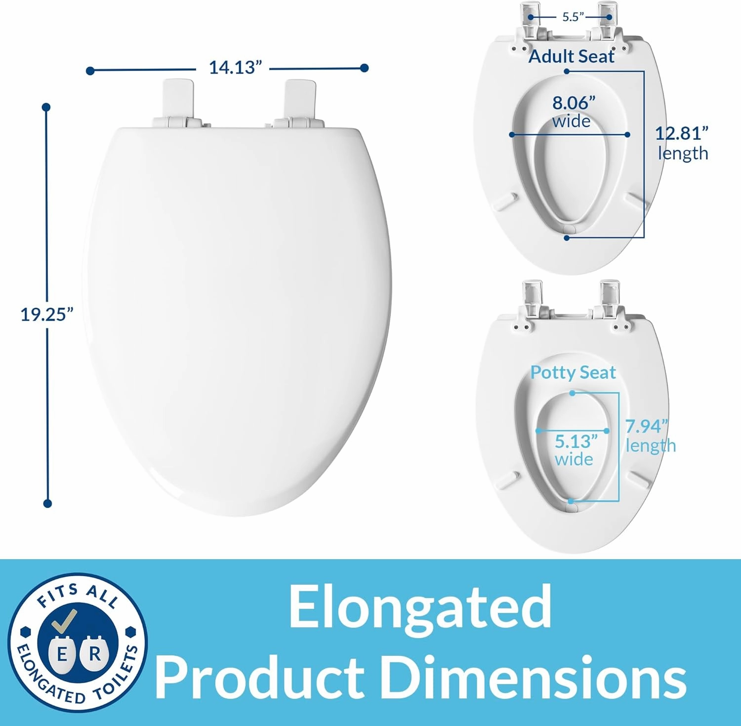 Mayfair NextStep2 Toilet Seat with Toddler Potty Training Seat Built-In, Slow Close, Easy Clean, Magnetic Removable Kids Seat, ELONGATED, White
