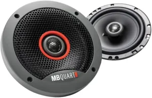 MB Quart FKB116 Formula Car Speakers (Black, Pair) – 6.5 Inch Coaxial Speakers, 60 Watt, 3-Way Car Audio, Internal Crossover, 1 Inch Tweeters (Grills Not Included)