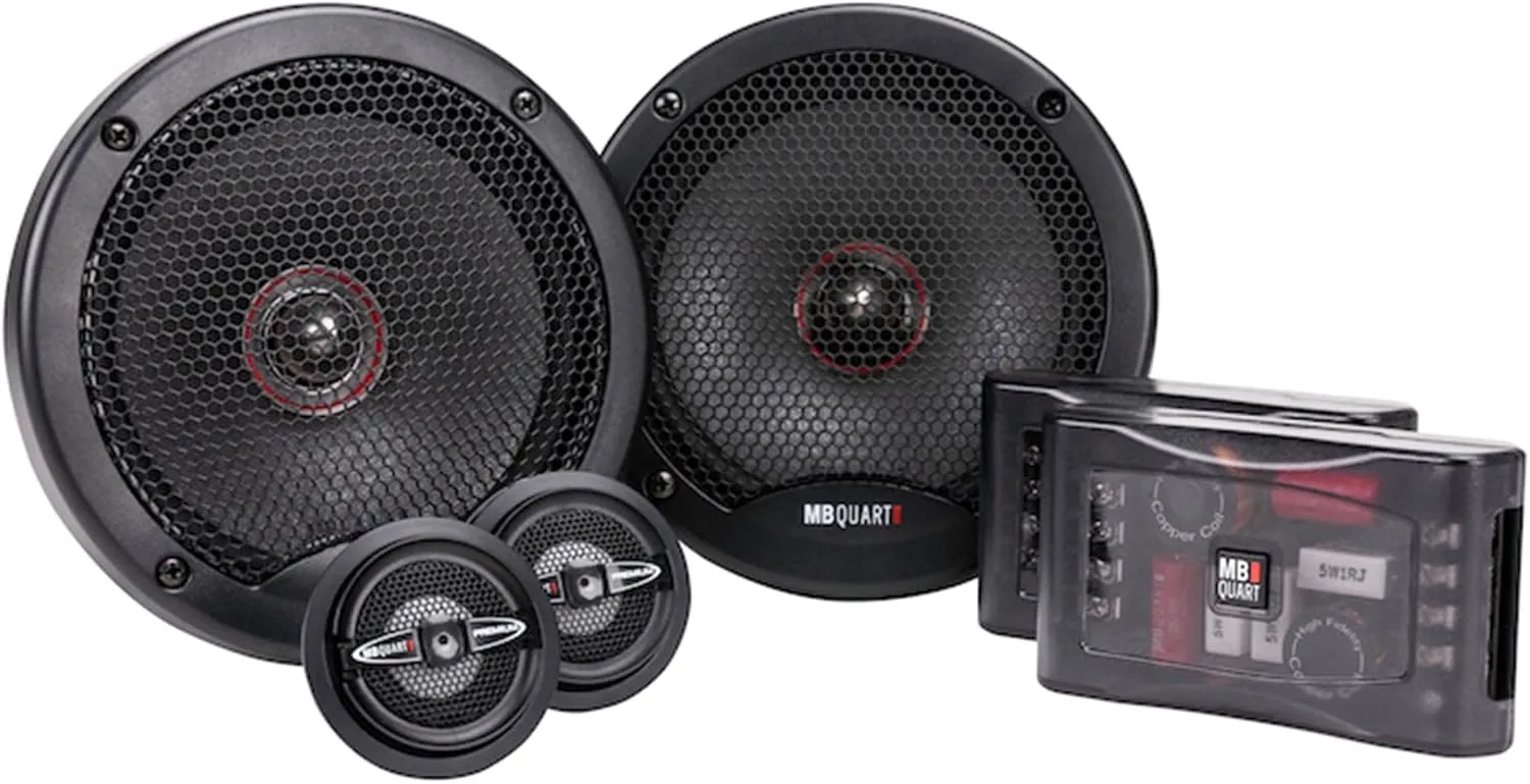 MB Quart PS1-216 Premium 2-Way Component Car Speaker System (Black, Pair) – 6.5 Inch Speaker System, 240 Watt Car Audio, 4 OHMS (Grills Included)