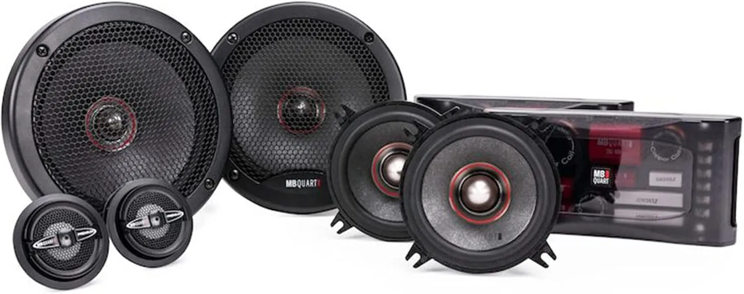 MB Quart PS1-316 Premium 3-Way Component Car Speaker System (Black, Pair) – 6.5 Inch Speaker System, 400 Watt Car Audio, 4 OHMS (Grills Included)