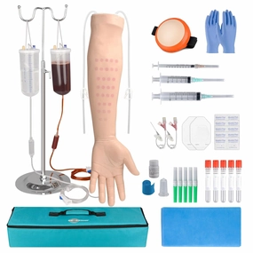 MedEduQuest Intravenous Practice Arm Kit with 30 Injection Spots for ID, IV Training, Phlebotomy Practice Kit for Nursing Student with Portable Case（Education Use Only）