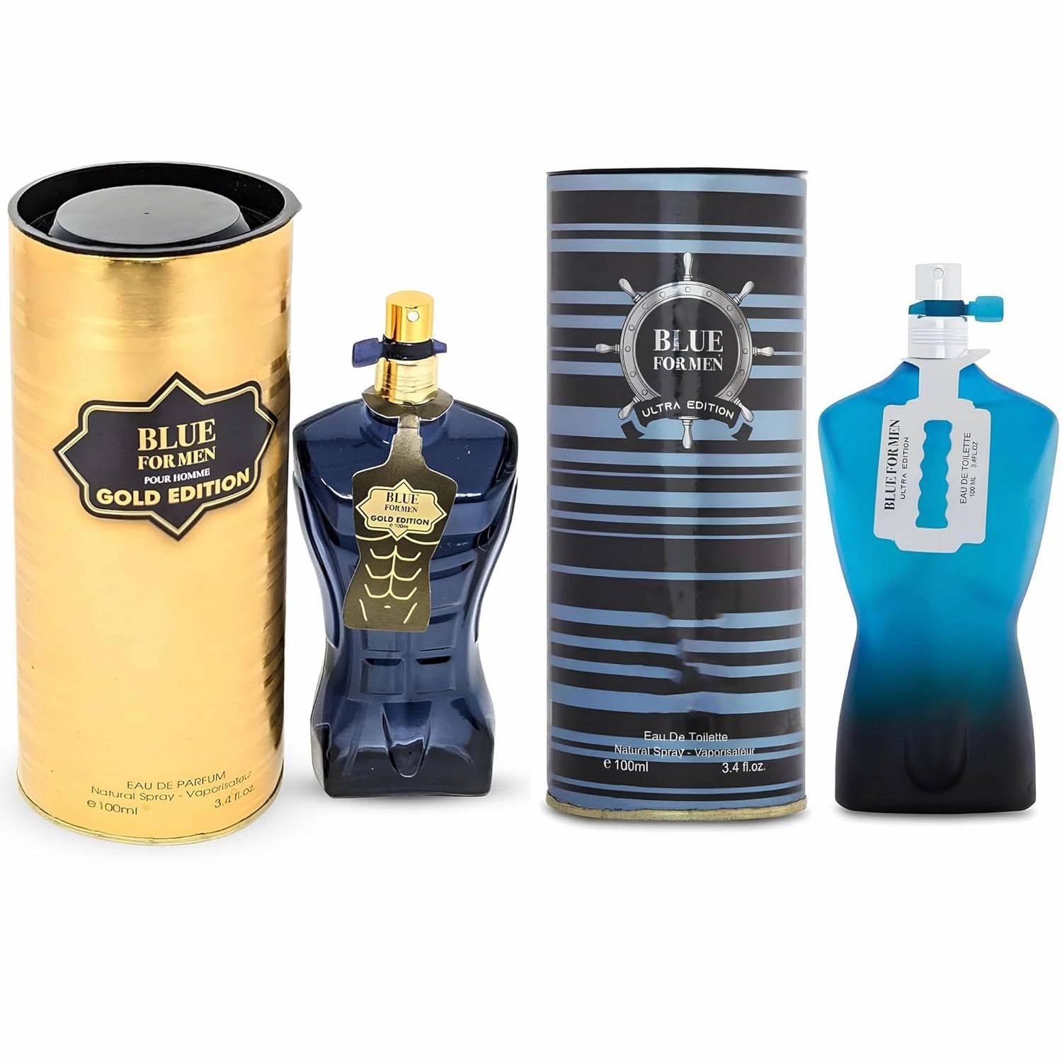 Men's Cologne Blue for Men Gold&Ultra Eau De Toilette for Men-Fresh, Romantic Scent Perfume 3.4 Fl Oz Each Natural Spray For All Skin Daily Used