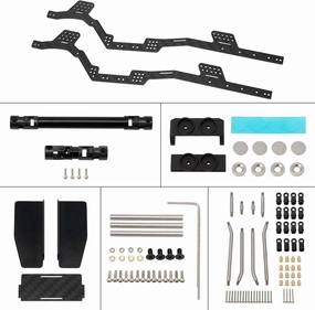MEUS RACING SCX24 LCG Chassis Frame Kit Carbon Fiber 132mm Wheelbase for Axial SCX24 Power Wagon/Wrangler/Deadbolt/Bronco/C10