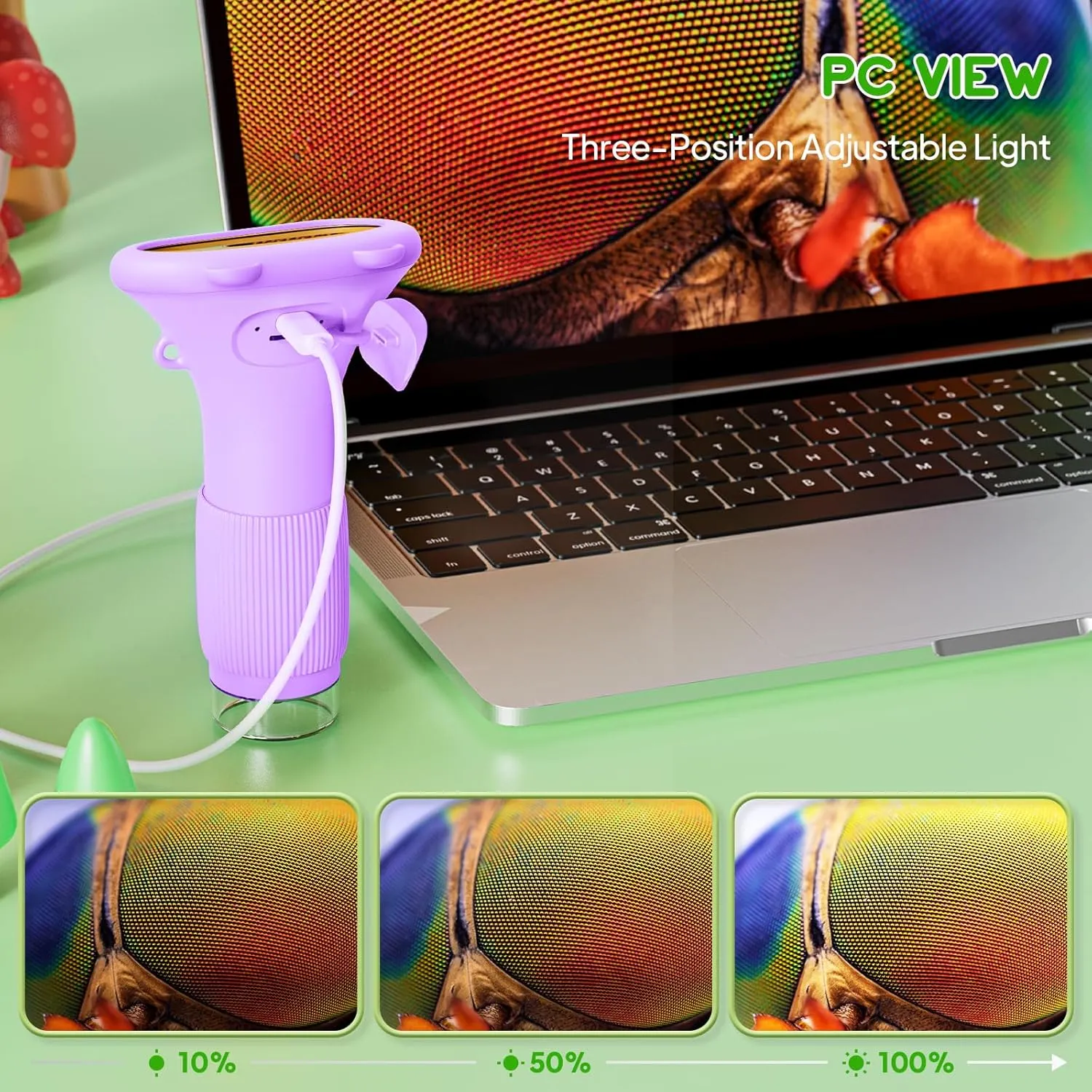 Microscope for Kids 200x Zoom 2-Inch HD Kids Microscope Camera - STEM Learning Kit | Portable Science Tool | Perfect for Ages 3-12 Girls | Purple