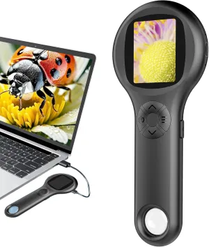 Microscope for Kids, Educational Science Kit Toys Handheld Digital Magnifying Glass Camera, Macro Fixed Focus Kid Mini Microscopes 500x Magnification,4X Zoom, Interactive Learning