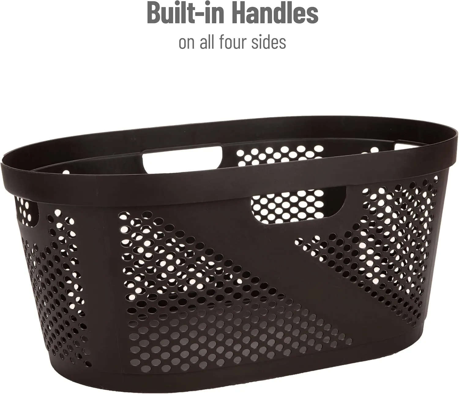 Mind Reader 40L Laundry Basket, Clothes Hamper, Ventilated, Plastic, 23"L x 14.5"W x 10.5"H, Set of 2, Brown