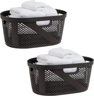 Mind Reader 40L Laundry Basket, Clothes Hamper, Ventilated, Plastic, 23"L x 14.5"W x 10.5"H, Set of 2, Brown
