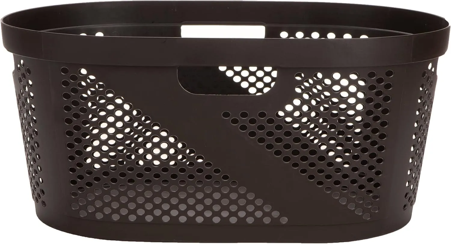 Mind Reader 40L Laundry Basket, Clothes Hamper, Ventilated, Plastic, 23"L x 14.5"W x 10.5"H, Set of 2, Brown