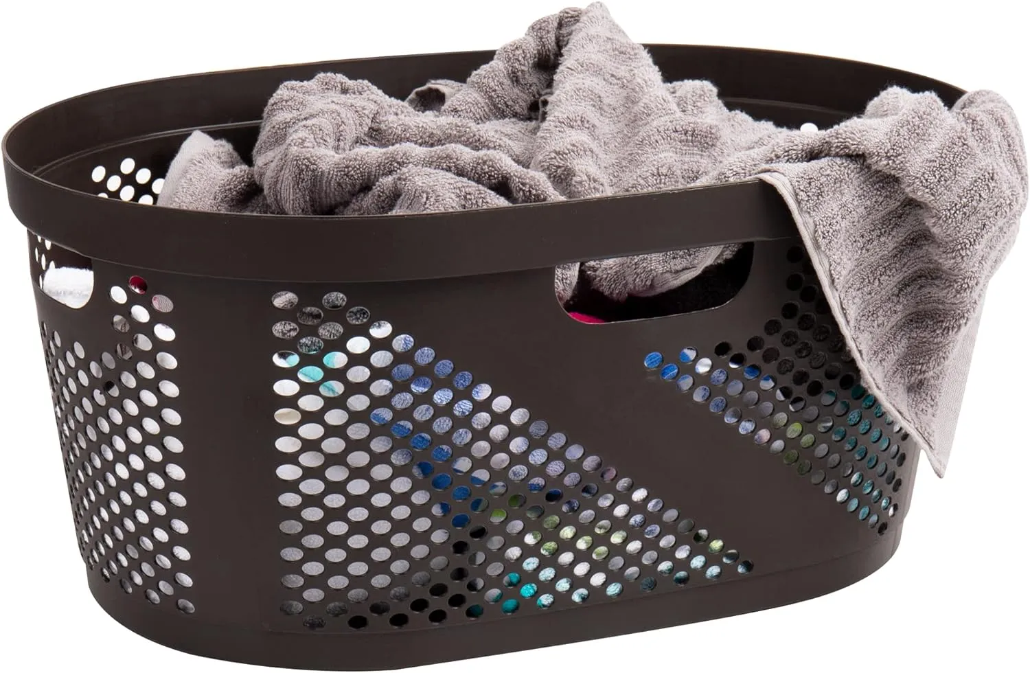 Mind Reader 40L Laundry Basket, Clothes Hamper, Ventilated, Plastic, 23"L x 14.5"W x 10.5"H, Set of 2, Brown