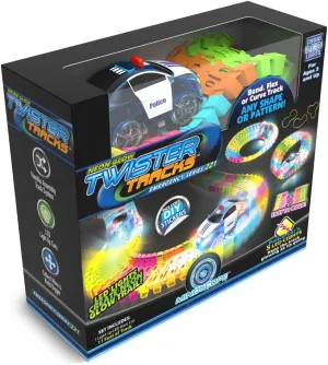 Mindscope Twister Tracks Neon Glow in The Dark 221 Piece (11 feet) of Flexible Assembly Track Emergency Series