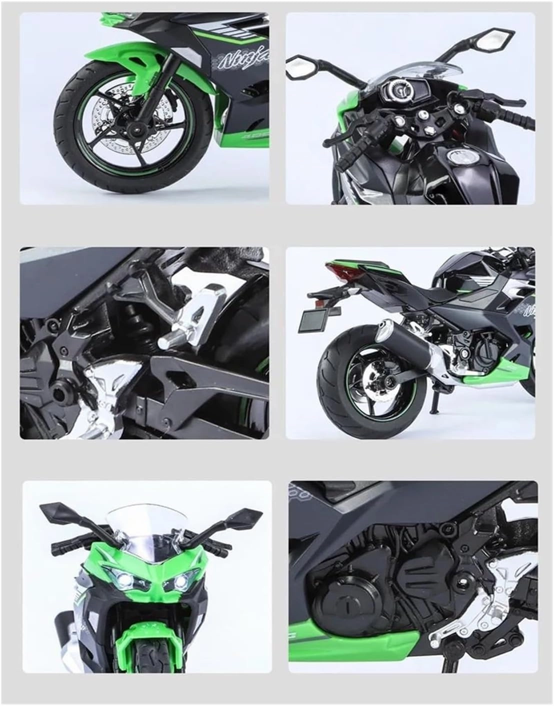 Mini Simulation Motorcycle Toys 1:12 for Kawasaki Ninja 400 Alloy Sports Motorcycle Model Children's Gift Adult for Boys(Gray)