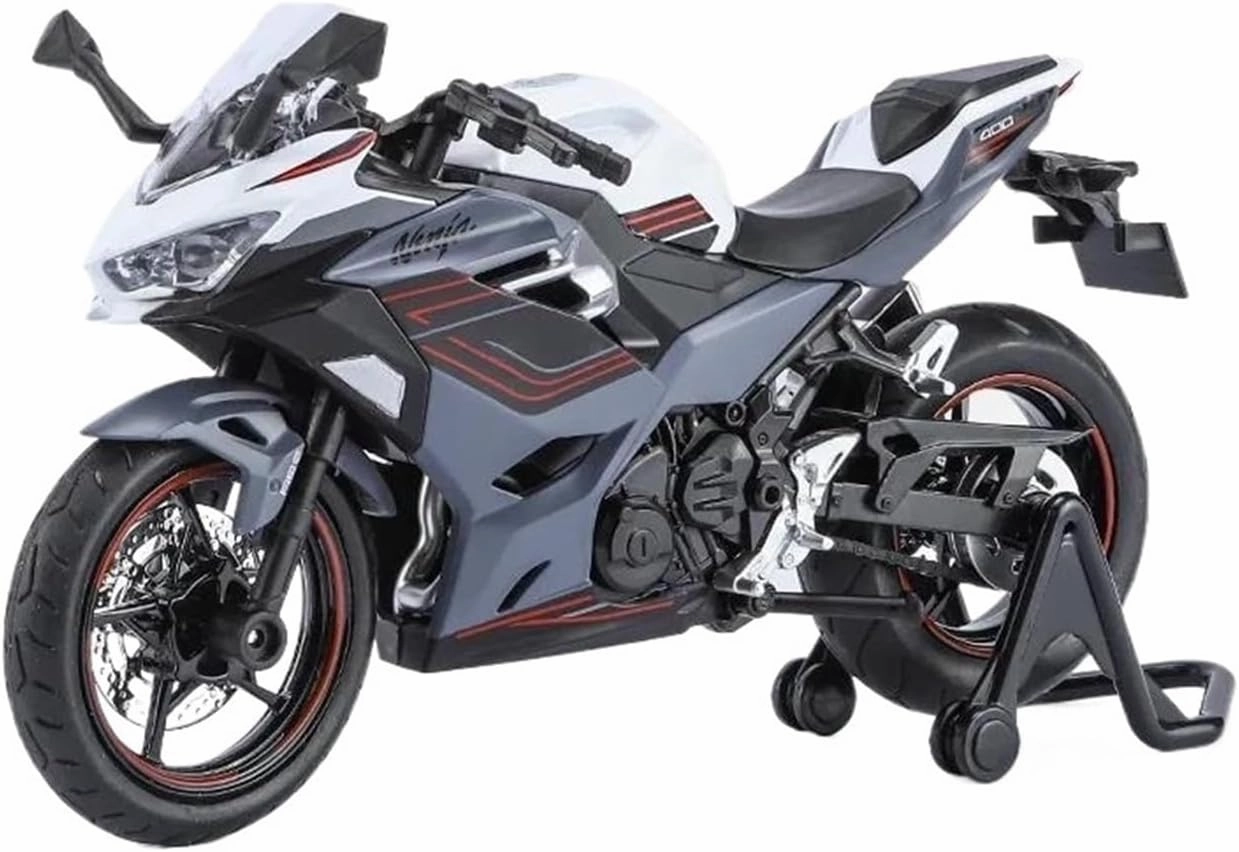 Mini Simulation Motorcycle Toys 1:12 for Kawasaki Ninja 400 Alloy Sports Motorcycle Model Children's Gift Adult for Boys(Gray)