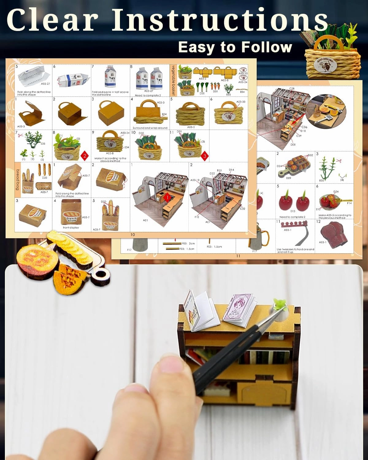 Miniature House Kit – Peta’s Kitchen, DIY Dollhouse with Furniture & LED, Wooden Tiny House Craft Gift for Adults Women Teens
