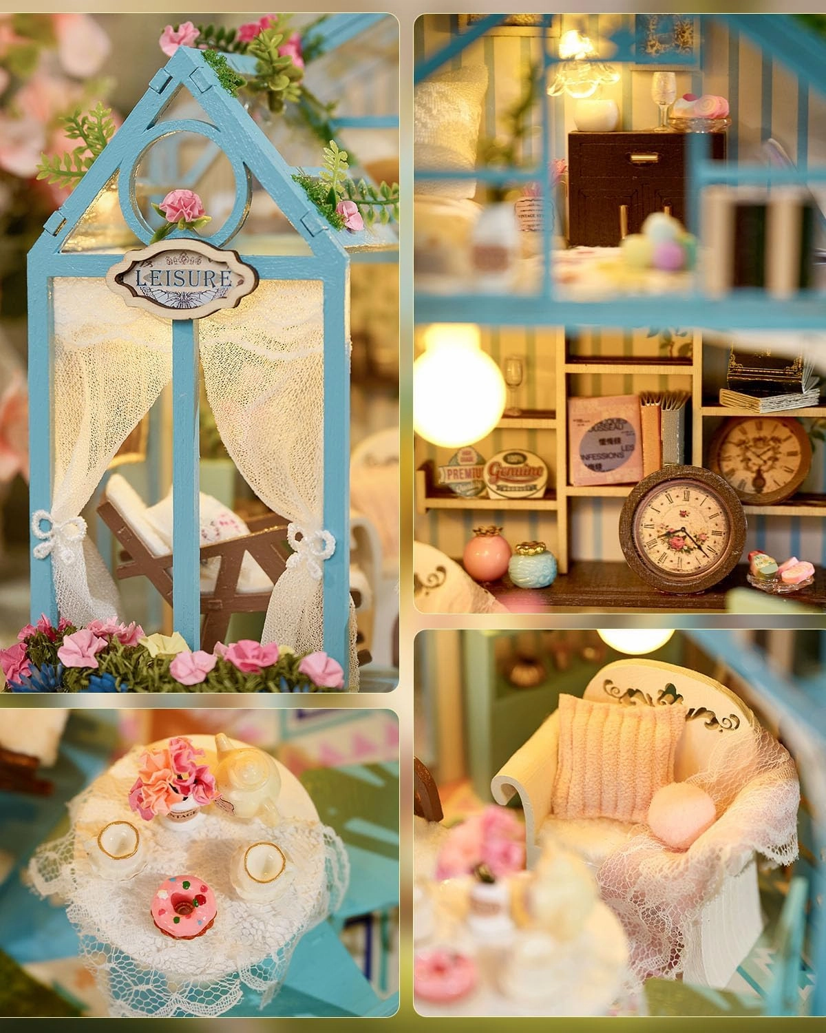 Miniature House Kit Floral Reverie, DIY Tiny House with Furniture & LED Lights, Miniature Dollhouse Kit for Adults & Teens, Creative Decoration Gift for Family Friends