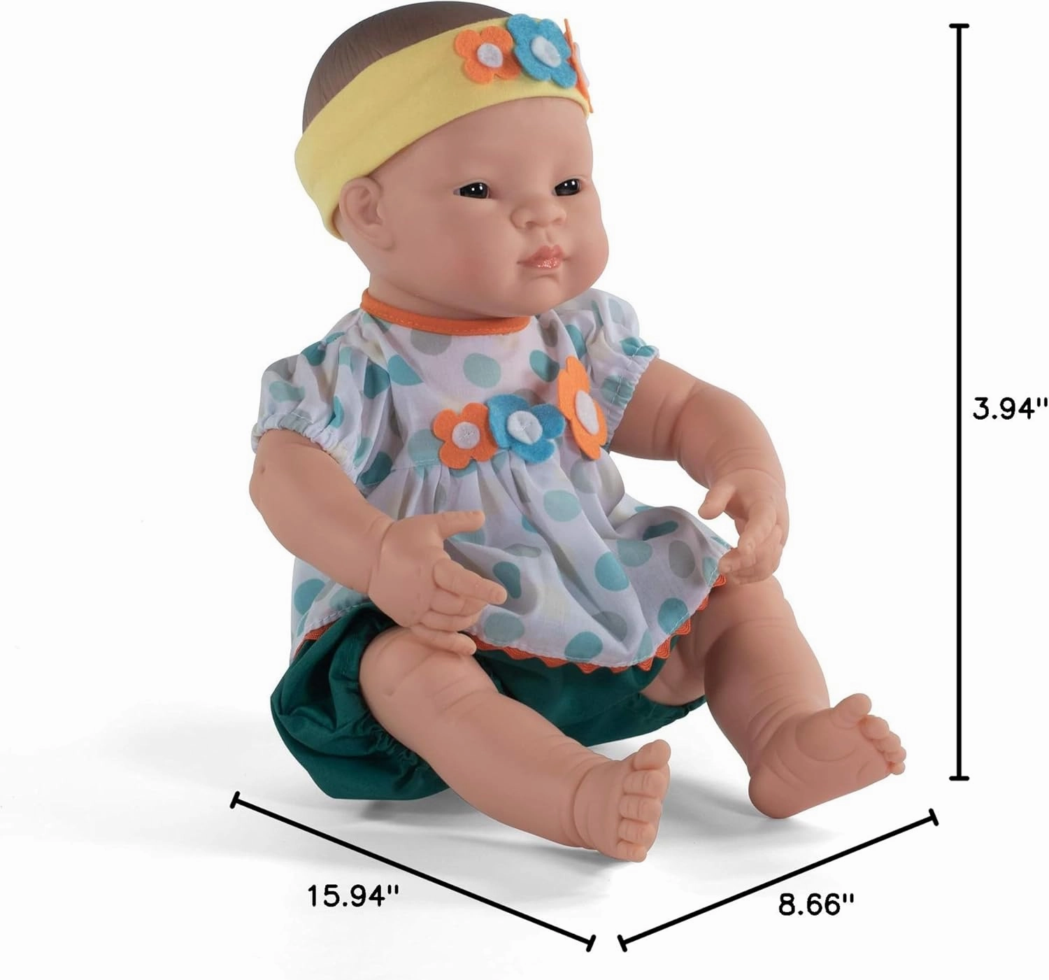 Miniland Doll 15 3/4'' Newborn Asian Girl - Made in Spain, Anatomically Correct, Quality