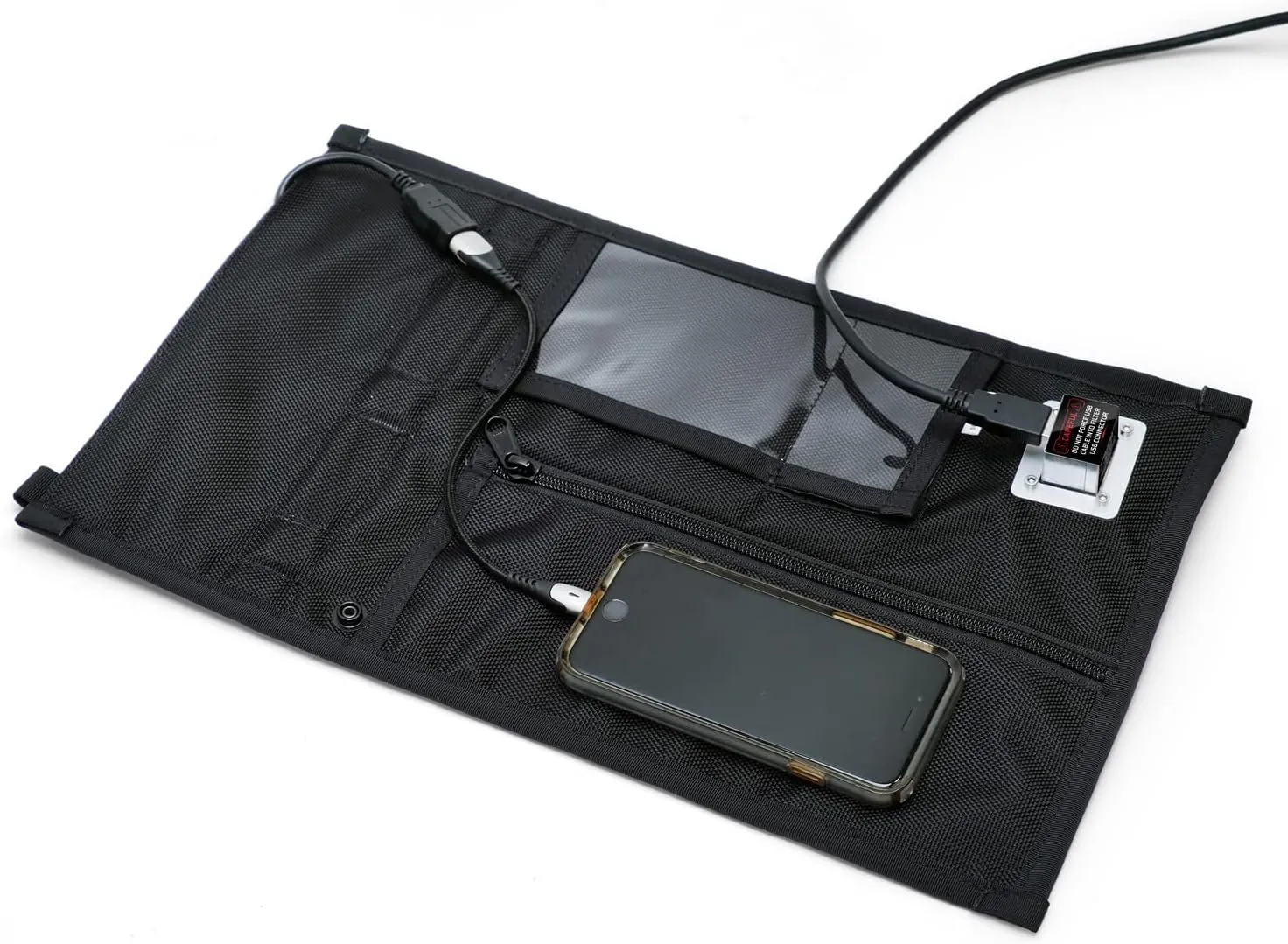 Mission Darkness Non-Window Charge & Shield Faraday Bag for Tablets // Includes USB Filter and Cable Set for Data Extraction and Charging Devices While Shielded from RF Signals