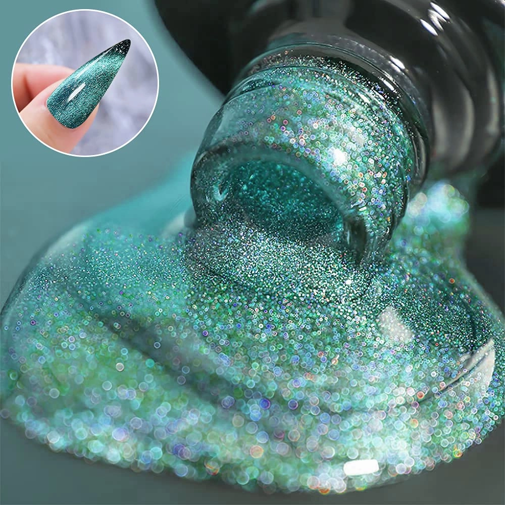 MIZHSE Cat Eye Gel Nail Polish 10 Colors, Magnetic Gel Polish Set with Magnet Stick, Holographic Shimmery Galaxy Effect Cat Eye Nail Polish Soak Off Nail Art Manicure Kit Gift for Women