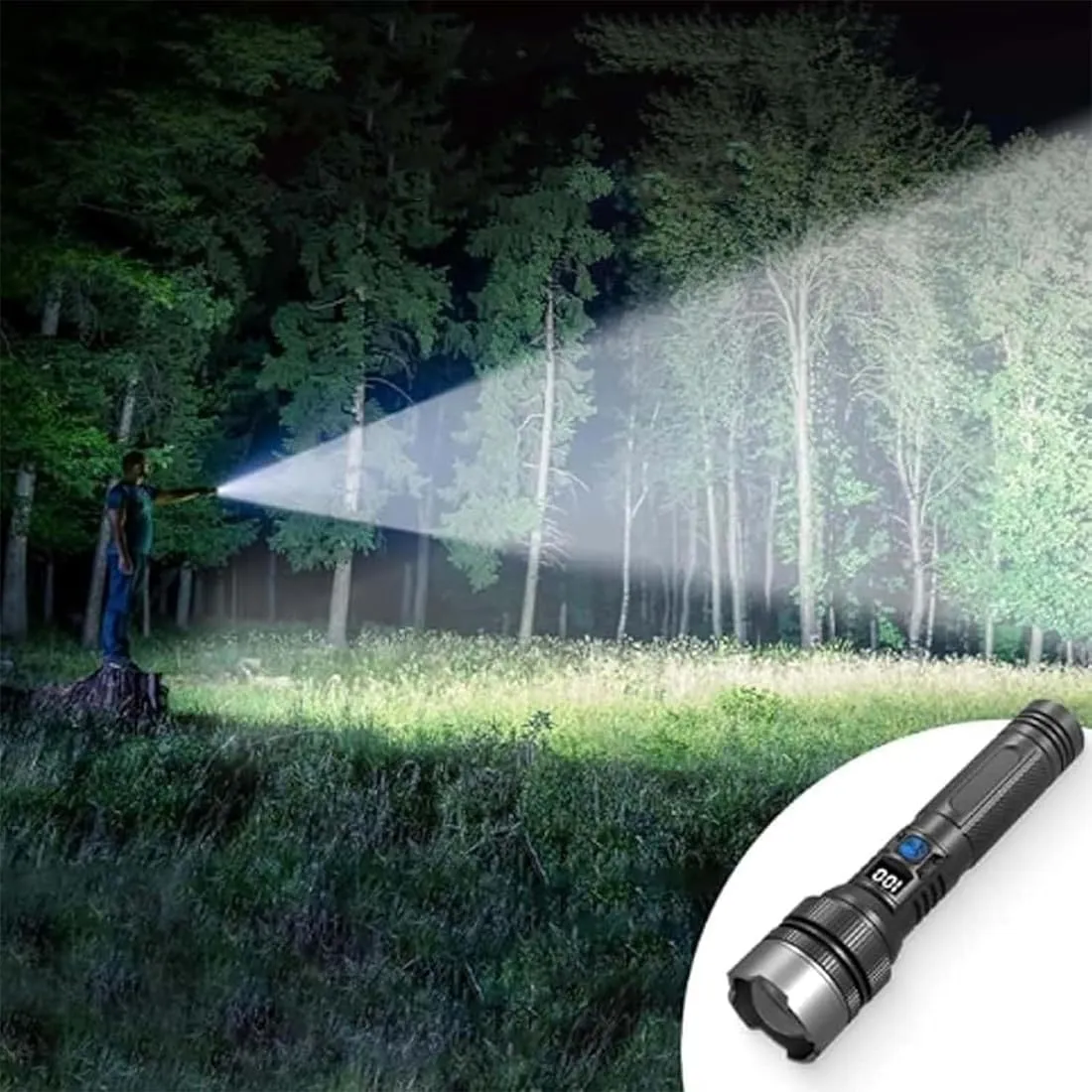 Moderatep Flashlight, Flashlights High Lumens Rechargeable, Portable Powerful Handheld Flashlight, Digital Display, Zoomable Torch Flashlights for Camping Hiking Biking Home Emergency (1PCS)
