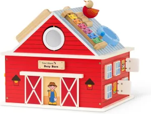 Monläurd® Wooden Activity Cube for Toddlers 1-3, 12-in-1 Montessori Farm Busy Board Toy, Baby Activity Center for Sensory Learning & Early Development, Great Gift for Boys & Girls