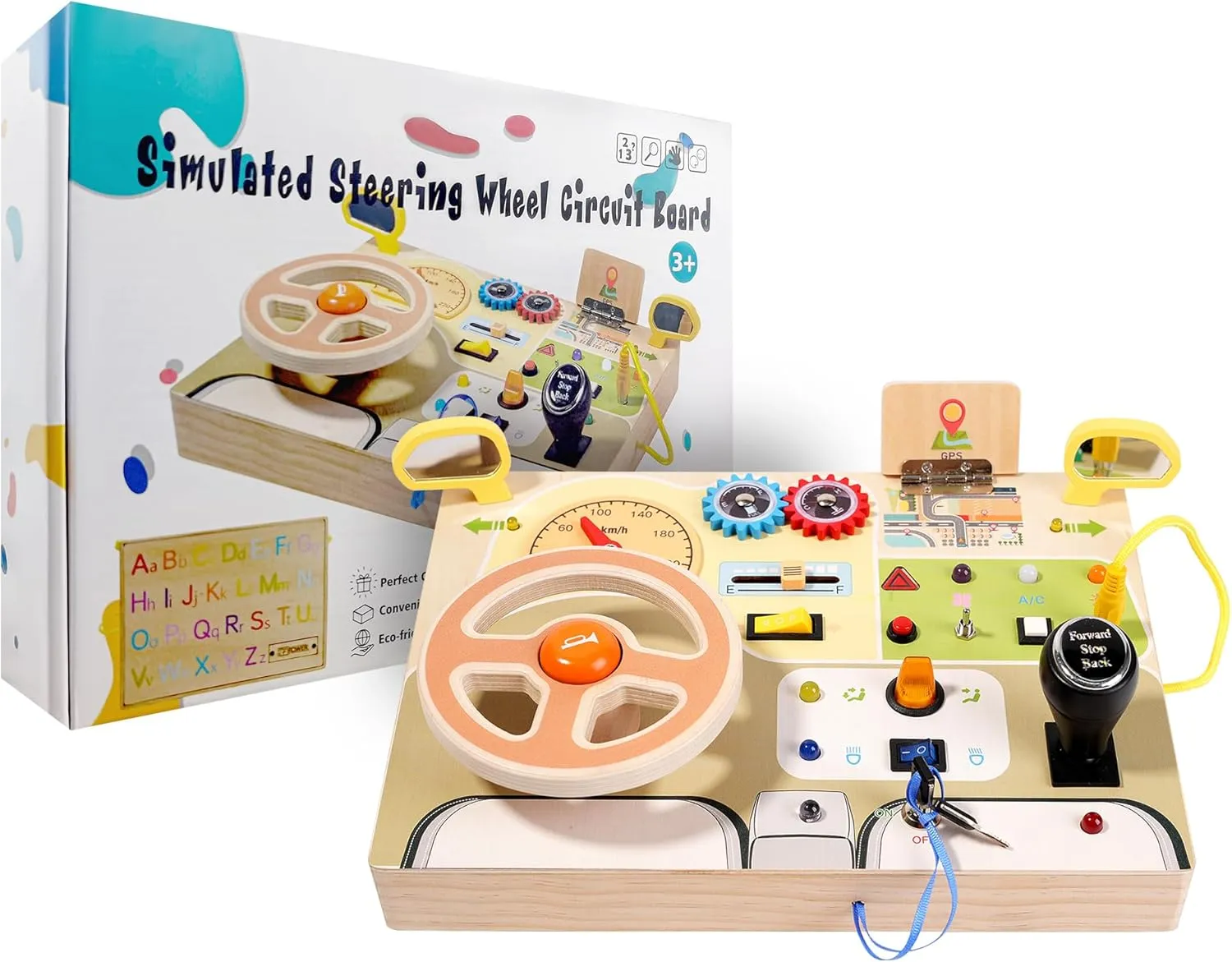 Montessori Busy Board for 1 2 3 4 Year Toddlers LED Light Up Switch Board Kids Sensory Button Toy
