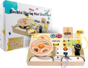 Montessori Busy Board for 1 2 3 4 Year Toddlers LED Light Up Switch Board Kids Sensory Button Toy