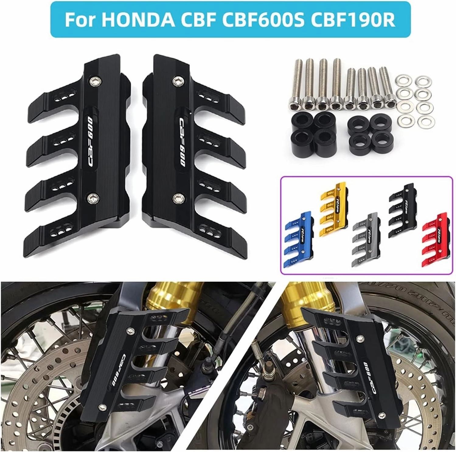 Motorcycle Protection Motorcycle Front Fender Side Protection Guard Mudguard Sliders for H CBF CBF600S CBF190R(RED)