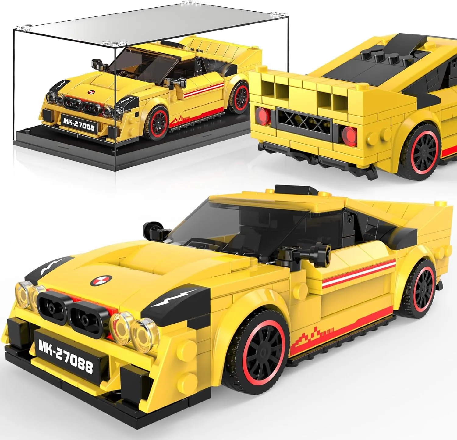 Mould King Speed Champion EVO 38 Racing Car DIY Building Blocks Set & Display Case,Creative Classic Cars for Boys Age 8-12, 27088 Cool Vehicles Model Toys Birthday Gifts for Adults and Kids,466 PCS