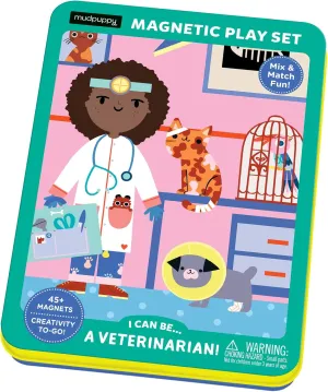 Mudpuppy I Can Be... A Veterinarian! Magnetic Play Set from, Includes 2 Brightly Illustrated Background Scenes and 45  Mix and Match Magnets, Perfect for Travel Activities on The Go!, Ages 4 , Medium