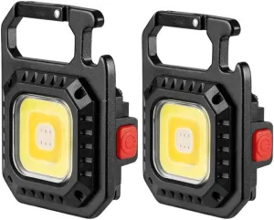 Multifunctional COB Flashlight Keychain 500 Lumen 7 Light Modes USB Rechargeable Mini Work Light with Battery Display for Camping Hiking Car Repair Waterproof Portable