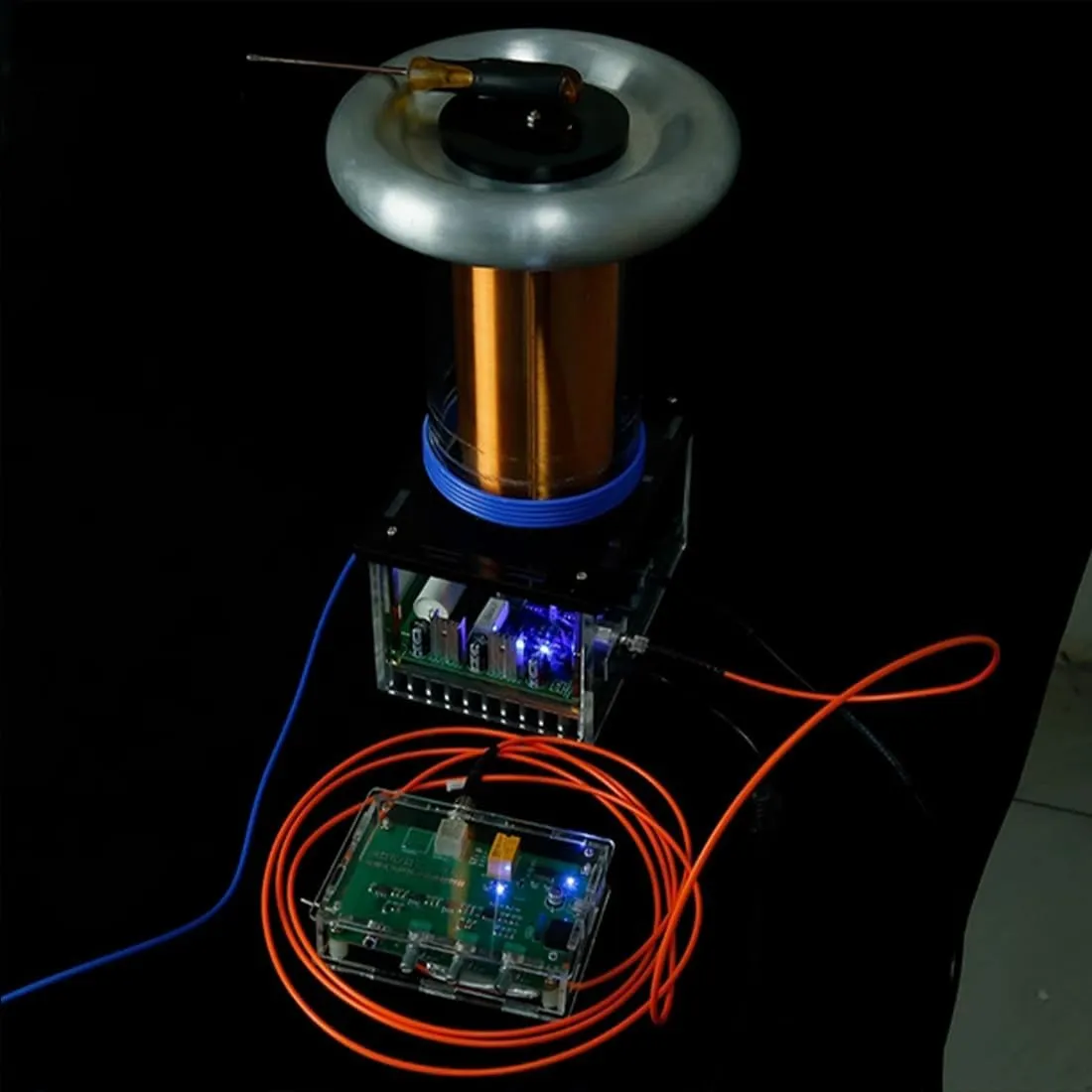 Music Coil, Solid State Coil Artificial Lightning Arc Plasma Music Loudspeaker Model, Experiment Science Desktop Ornament