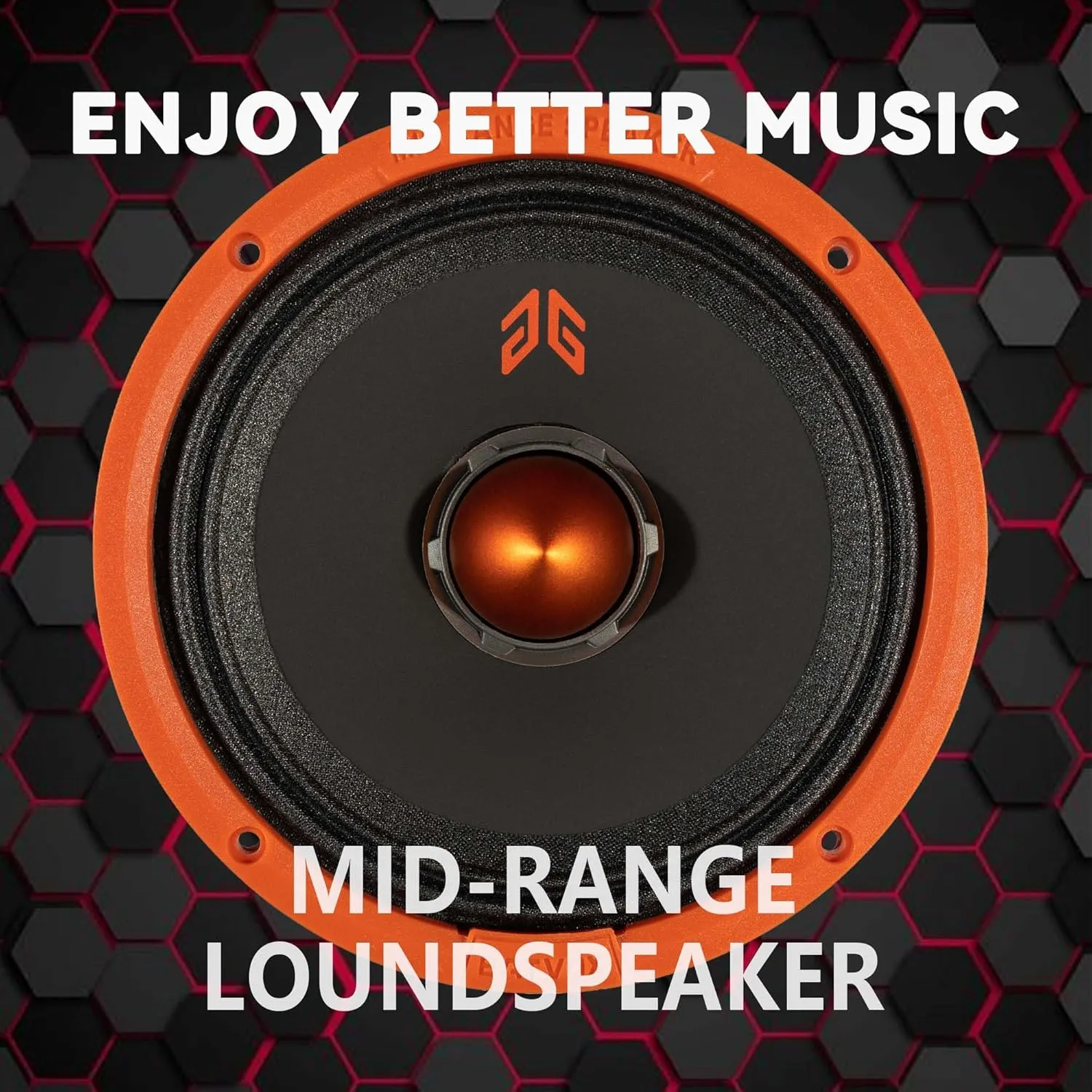MX65E1 Loudspeaker 6.5 Inch Midrange 400 Watts 6 Ohms Orange Bullet, Premium Quality Audio Door Speakers for Car or Truck Stereo Sound System, Orange (2 Speakers)