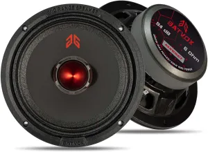 MX65E1 Loudspeaker 6.5 Inch Midrange 400 Watts 6 Ohms Red Bullet, Premium Quality Audio Door Speakers for Car or Truck Stereo Sound System, Black (2 Speakers)