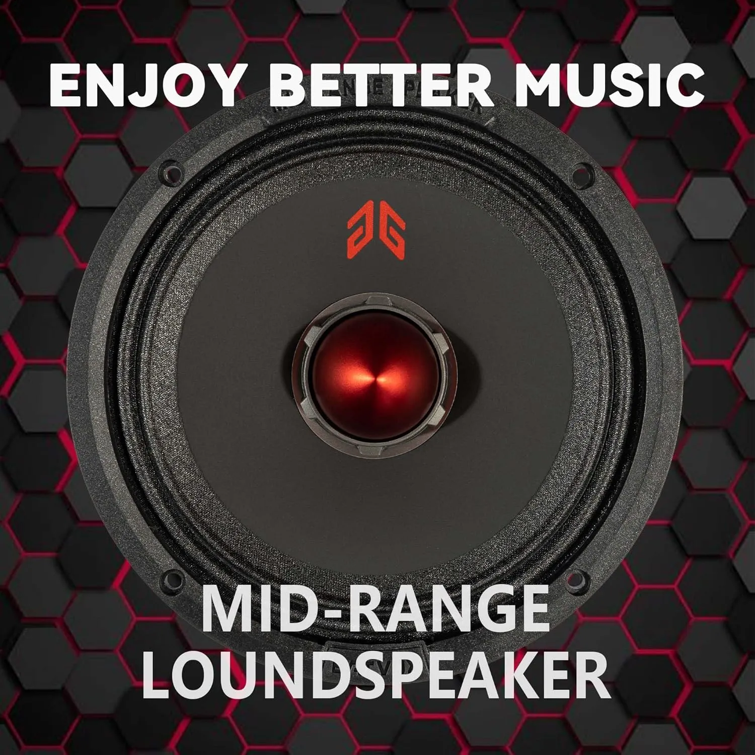 MX65E1 Loudspeaker 6.5 Inch Midrange 400 Watts 6 Ohms Red Bullet, Premium Quality Audio Door Speakers for Car or Truck Stereo Sound System, Black (2 Speakers)
