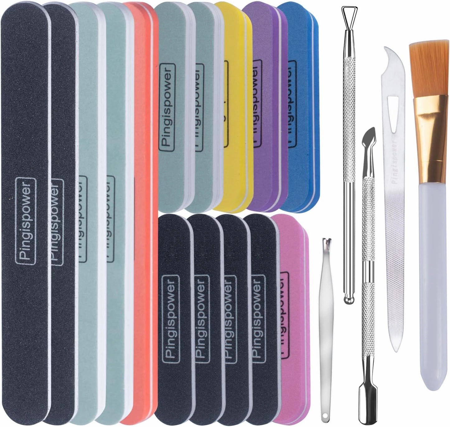 Nail Files and Buffers, 20PCS Professional Nail Buffer Block for Natural and Acrylic Nails, 100/180 & 600/3000 Grit Nail File Kit, Dual Sided Washable Manicure Kit for Women