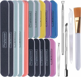 Nail Files and Buffers, 20PCS Professional Nail Buffer Block for Natural and Acrylic Nails, 100/180 & 600/3000 Grit Nail File Kit, Dual Sided Washable Manicure Kit for Women