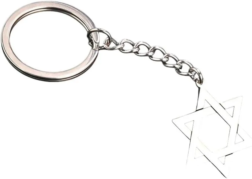 New 2026 Arrive Unisex David Star Keychain Stainless Steel Fashion Simple Pendant Diy Handmade Handbag Car Jewelry Findings Party Gift Trendy Accessories Creative For Women And Men