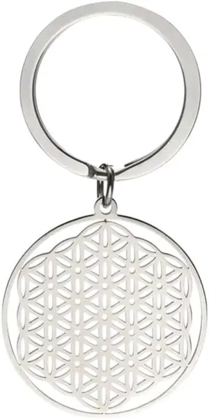 New 2026 Unisex Flower Of Life Round Car Key Chain Finder Pendant For To Bag Sacred Geometry Amulet Stainless Steel Keyring Gift Jewelry Fashion Trendy Accessories Creative For Women And Men