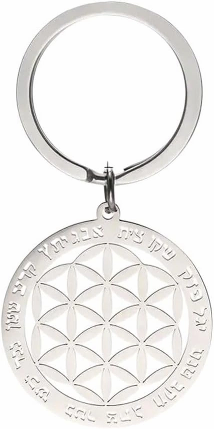 New 2026 Unisex Flower Of Life Round Car Key Chain Finder Pendant For To Bag Sacred Geometry Amulet Stainless Steel Keyring Gift Jewelry Fashion Trendy Accessories Creative For Women And Men