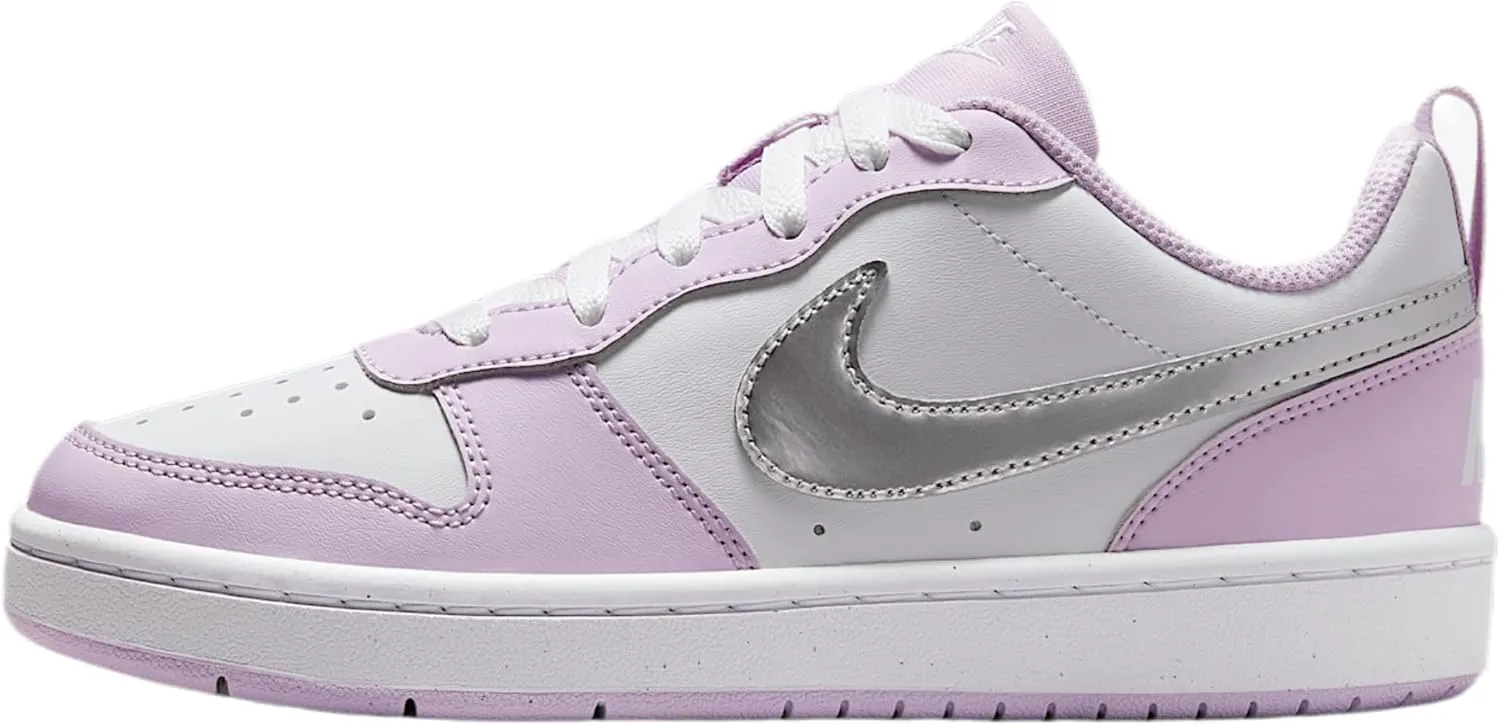 Nike Court Borough Low Recraft SE Big Kids' Shoes (IH0407-530, Doll/White/Metallic Silver)