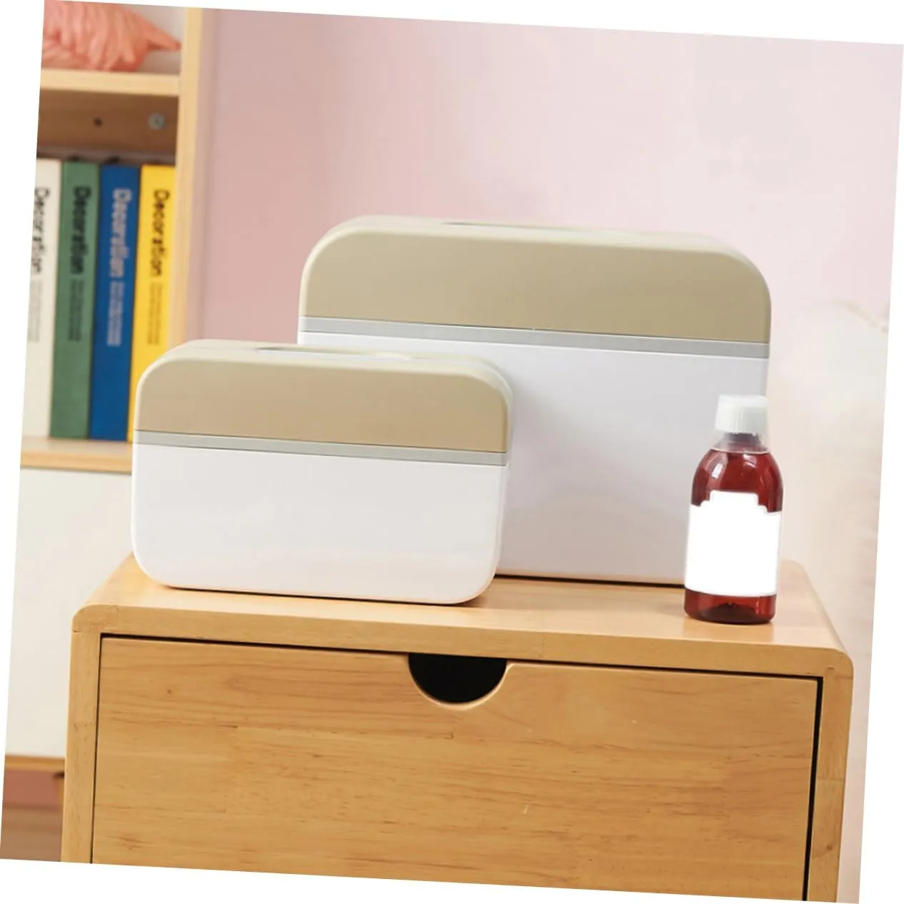 NOLITOY Double Layer Medicine Storage Box Portable First Aid Kit Lockable Medicine Organizer for All Settings