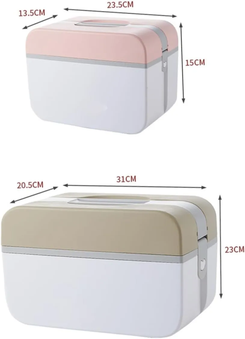 NOLITOY Double Layer Medicine Storage Box Portable First Aid Kit Lockable Medicine Organizer for All Settings